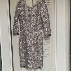 GBX Shimmering Silver Long Sleeve Dress